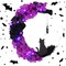 Halloween Moon Cat Wreath 11.8"D x 9.8"W x 2.56"H (Black, Purple)